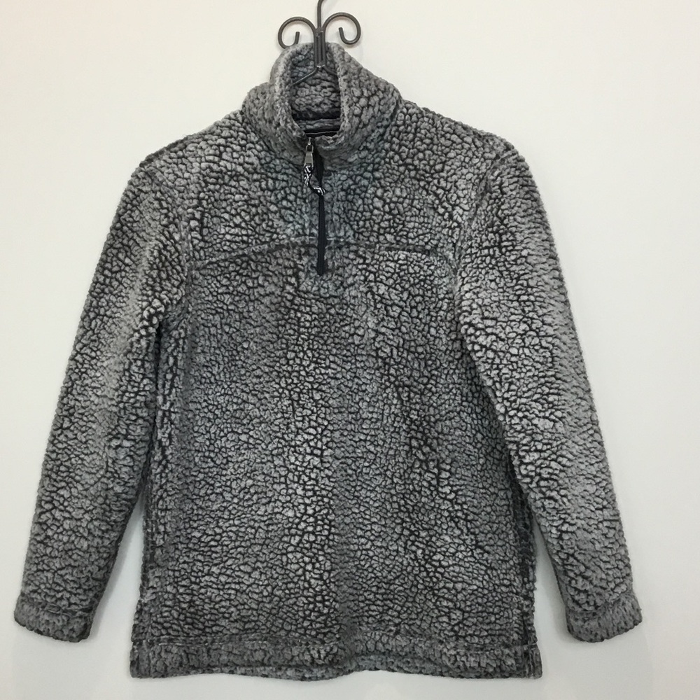 boxercraft Grey Sherpa Quarter-Zip Pullover size small